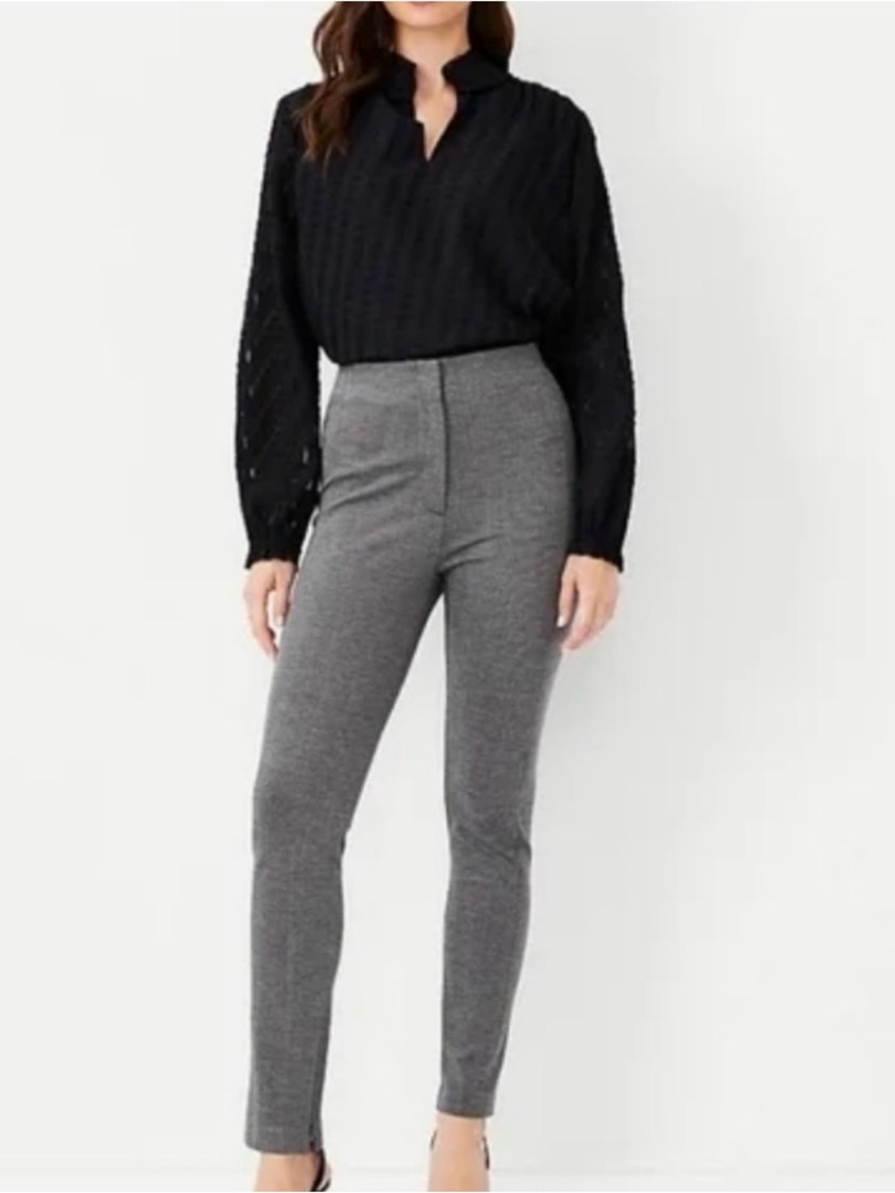 Ann Taylor Gray Ponte Skinny Ankle Pants